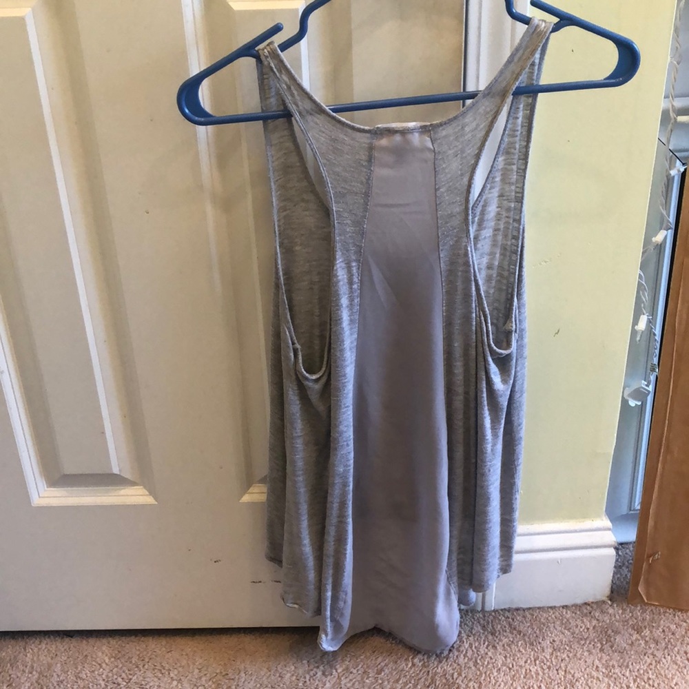 Gray Tank Top with Train and See Through Back